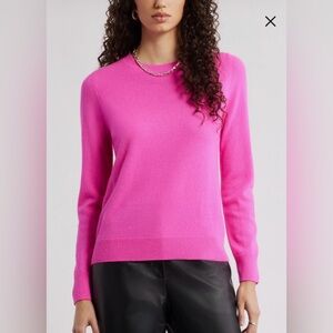 Nordstrom Crewneck Cashmere Sweater, Pink, Size M